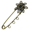 Iron Brooch Findings, with brass setting, Flower, plated, with loop & hollow Approx 3.5mm 