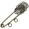Iron Brooch Findings, Flower, plated, with loop & hollow Approx 4mm 
