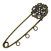 Iron Brooch Findings, with brass setting, Flower, plated, with loop & hollow Approx 3.5mm 