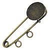 Iron Brooch Findings, with brass setting, plated, with loop 17mm Approx 4mm, Inner Approx 16.5mm 
