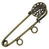 Iron Brooch Findings, with brass setting, Flat Round, plated, with loop & hollow 13.5mm Approx 4mm 