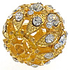 Bola Rhinestone Spacer, diamantes de imitación, con aleación de zinc, Esférico, 19.5x20mm, agujero:aproximado 2.5mm, 20PCs/Bolsa, Vendido por Bolsa