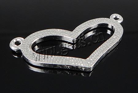 Rhinestone Zinc Alloy Connector, Heart, plated, with rhinestone & 1/1 loop, more colors for choice, 49x19x2mm, Hole:Approx 2mm, Sold By PC
