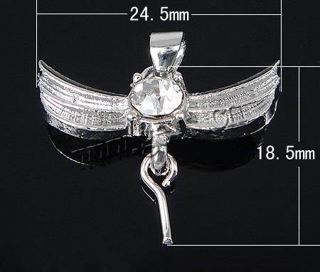 Zinc Alloy Peg Bail, with Rhinestone, plated, more colors for choice, 24.5x18.5x4.5mm, Hole:Approx 4mm, Sold By PC