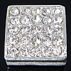 Granos de la aleación del Zinc de diamante de imitación, diamantes de imitación, Cuadrado, chapado, más colores para la opción, 12x12x5.5mm, agujero:aproximado 8x2.5mm, Vendido por UD