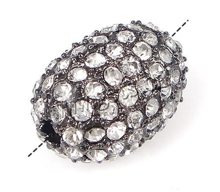 Rhinestone Zinc Alloy Beads, Oval, plated, more colors for choice, 17.5x13mm, Hole:Approx 3mm, Sold By PC