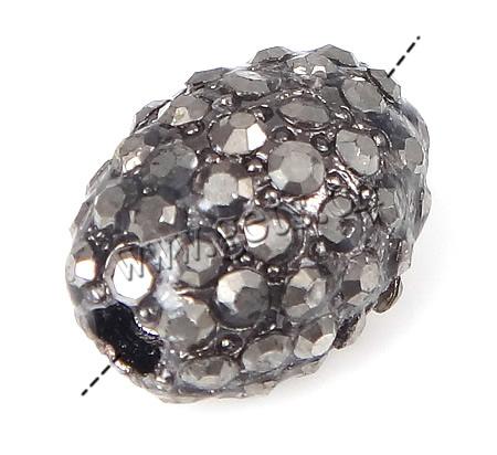 Strass Zinklegierung Perlen, oval, plattiert, keine, 14x10mm, Bohrung:ca. 2.5mm, verkauft von PC