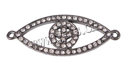 Rhinestone Zinc Alloy Connector, Horse Eye, plated, Customized & with rhinestone & 1/1 loop, more colors for choice, 51x19.5x2.5mm, Hole:Approx 2mm, Sold By PC