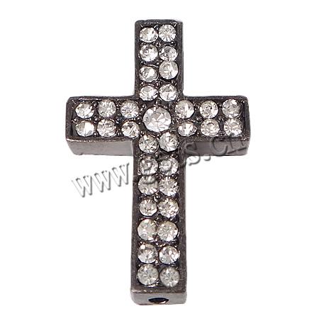 Rhinestone Zinc Alloy Connector, Cross, plated, Customized & with rhinestone, more colors for choice, 21x33.5x5mm, Hole:Approx 2mm, Sold By PC