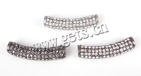 Rhinestone Zinc Alloy Connector, Tube, plated, Customized & with rhinestone, more colors for choice, 37x8.5x5mm, Hole:Approx 4.5mm, Sold By PC