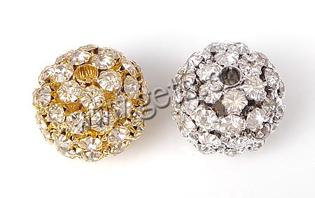 Kugelrhinestone Spacer, Strass, mit Zinklegierung, rund, plattiert, keine, 20x21mm, Bohrung:ca. 3.5mm, verkauft von PC