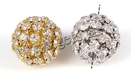 Boule strass Spacer, avec alliage de zinc, Rond, Placage, plus de couleurs à choisir, 20x21mm, Trou:Environ 3.5mm, Vendu par PC