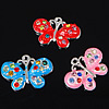 Zinc Alloy Animal Pendants, Butterfly, plated, Customized & enamel & with rhinestone Approx 1mm 