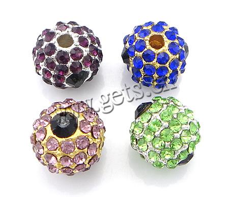 Perles strass en alliage de zinc, avec alliage de zinc, Rond, Placage, plus de couleurs à choisir, 10x11.5mm, Trou:Environ 2.5mm, Vendu par PC