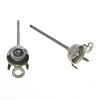 Stainless Steel Earring Stud Component, Flat Round, with loop, original color 0.7mm Approx 1mm, Inner Approx 3.5mm 