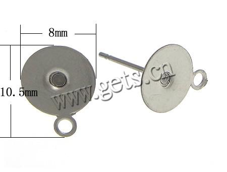Stainless Steel Earring Stud Component, Flat Round, with loop & different size for choice, 10000PCs/Bag, Sold By Bag