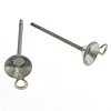Stainless Steel Earring Stud Component, with loop, original color 0.7mm Approx 1mm, Inner Approx 3mm 