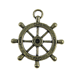 Zinc Alloy Jewelry Pendants, Ship Wheel, plated, nautical pattern nickel, lead & cadmium free Approx 4.5mm 