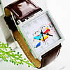 Bracelets de montre pour femmes, cuir, avec cadran en alliage de zinc, rectangle, brun, 36mm, 23mm Environ 8.6 pouce, Vendu par PC