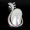 Brass Shell Pendants, with White Shell, Musical Instrument, platinum color plated, approx Approx 