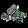 Abalone Shell Pendants, Brass, with Abalone Shell, Butterfly, platinum color plated, with rhinestone, approx Approx 