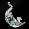 Abalone Shell Pendants, Brass, with Abalone Shell, Moon and Star, platinum color plated, approx Approx 