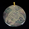Black Shell Pendant, Brass, with Black Shell, Flat Round, gold color plated, gold accent, approx Approx 4mm 