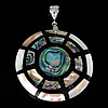 Abalone Shell Pendants, Brass, with Black Shell & Abalone Shell, Flat Round, platinum color plated, single-sided, approx Approx 
