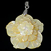 Brass Shell Pendants, with Yellow Shell, Flower, platinum color plated Approx 4mm 
