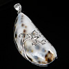 Trumpet Shell Pendant, Brass, with Trumpet Shell, Teardrop, platinum color plated, with flower pattern, approx Approx 