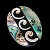 Mosaik Muster Muschel Anhänger, Mosaik Muschel, flachoval, approx 26x36x3.5mm, Bohrung:ca. 1mm, verkauft von PC