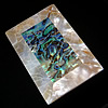 Mosaik Muschel Cabochon, Seeohr Muschel, mit Rosa Muschel, Rechteck, flache Rückseite, approx 42x61x9mm, verkauft von PC