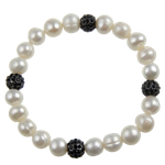Bracelets de perles En alliage de zinc , perle d'eau douce cultivée, bracelet perlé, 7--8mm,8mm .5 pouce, Vendu par brin