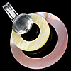Brass Shell Pendants, with Pink Shell & Yellow Shell, Donut, platinum color plated, approx Approx 