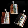 Brass Shell Pendants, with Mosaic Shell, Rectangle, platinum color plated, single-sided, approx 31-33x48-49x7-8mm Approx 