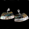 Abalone Shell Pendants, Brass, with Freshwater Shell & Black Shell & Abalone Shell, Trapezium, platinum color plated, single-sided, approx 49-51x28- Approx 