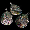 Abalone Shell Pendants, Brass, with Abalone Shell, Teardrop, platinum color plated, approx 42-43x56-57x5-6.5mm Approx 