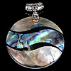 Brass Shell Pendants, with Freshwater Shell & Abalone Shell, Flat Round, platinum color plated, single-sided, approx Approx 