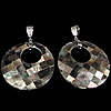 Brass Shell Pendants, with Black Shell, Donut, platinum color plated, mosaic & single-sided, approx 4-5mm Approx 