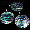 Abalone Shell Pendants, Brass, with Abalone Shell, Flat Round, platinum color plated, approx 49-50x49-50x5-7mm Approx 