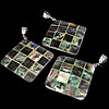 Brass Shell Pendants, with Black Shell & Abalone Shell, Rhombus, platinum color plated, single-sided, approx 62-67x62-67x3.5-5mm Approx 