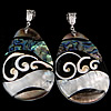 Abalone Shell Pendants, Brass, with Freshwater Shell & Abalone Shell, Teardrop, platinum color plated, single-sided, approx 39-41x60-62x6-7mm Approx 