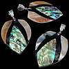 Abalone Shell Pendants, Brass, with Freshwater Shell & Abalone Shell, Leaf, platinum color plated, single-sided, approx 44-45x57-58x6-8mm Approx 