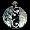 Abalone Shell Pendants, Brass, with Freshwater Shell & Abalone Shell, Flat Round, platinum color plated, single-sided, approx 49-50x49-50x7-8mm Approx 