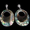 Abalone Shell Pendants, Brass, with Black Shell & Abalone Shell, Flat Oval, platinum color plated, approx 39-43x53-54x4-5mm Approx 