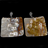 Brass Shell Pendants, with Pearl Shell, Square, platinum color plated, approx 3-8mm Approx 