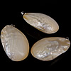 Pendentifs de coquille en laiton, avec Nacre perles, ovale plat, Placage de couleur platine, approx 38-40x60-61x18-22mm Environ Vendu par PC