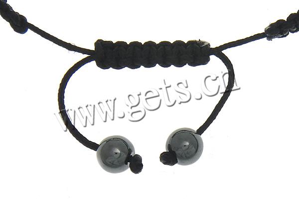 Zinc Alloy Woven Ball Bracelets, with Wax Cord & Hematite, handmade, more colors for choice, 27x32x11mm, 10mm, 8mm, Length:Approx 6-10 Inch, Sold By Strand