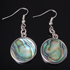 Abalone Shell Earring, Brass, with Abalone Shell, Flat Round, platinum color plated, approx Approx 1.7 Inch 