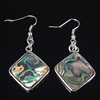 Abalone Shell Earring, Brass, with Abalone Shell, Rhombus, platinum color plated, approx Approx 2 Inch 